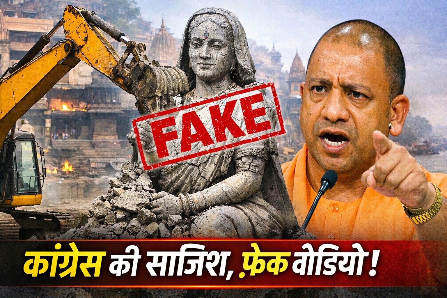 "काशी में मंदिर तोडना झूठ" योगी बोले - कांग्रेस ने बनाया AI से फेक वीडियो, सुरक्षित है अहिल्याबाई की मूर्ति