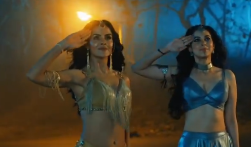 Nagin 7 viral scene – patriotic nagins saluting rocket launch with Vande Mataram in background, trending on social media 2026.
