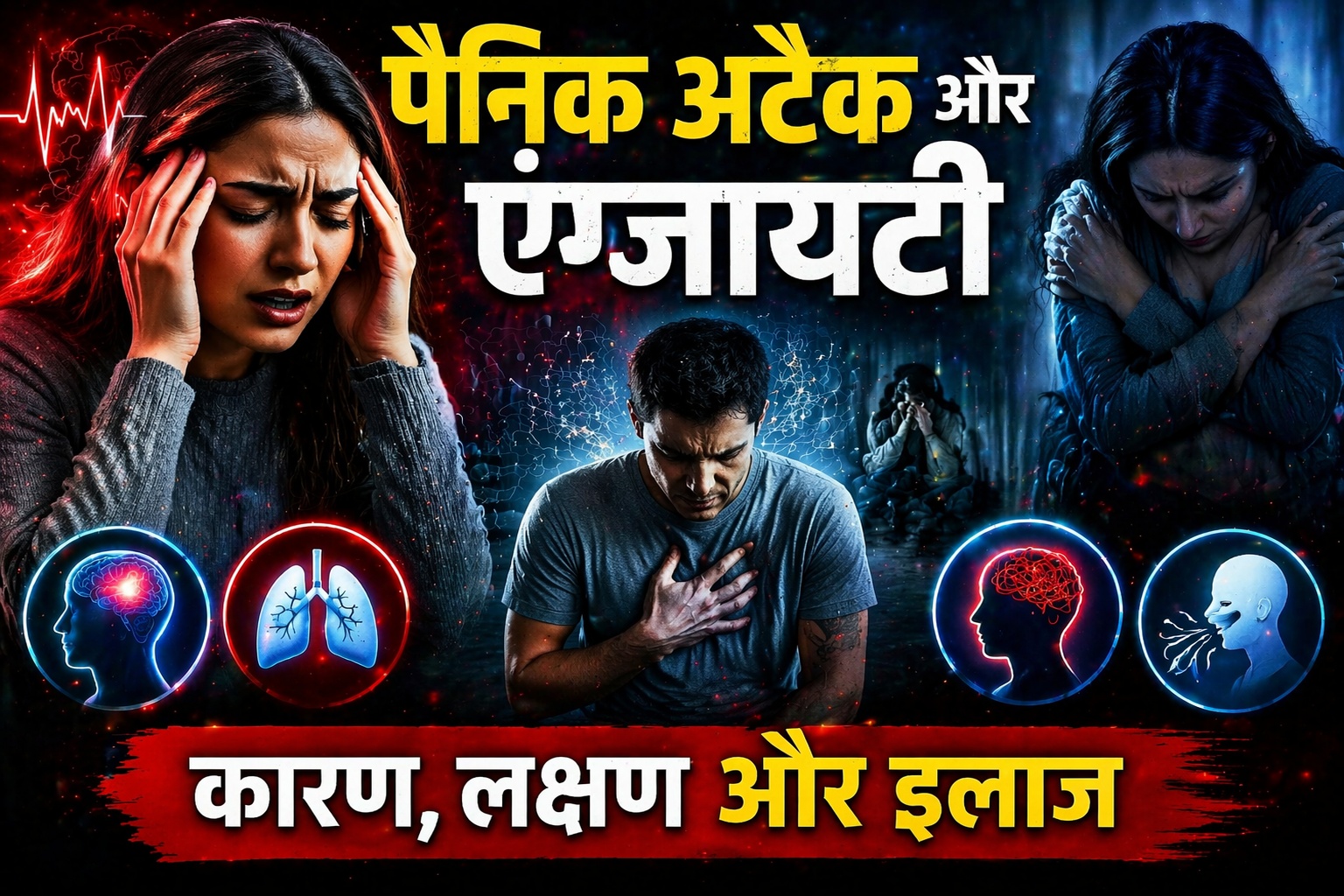 Symptoms of panic attack – sudden fast heartbeat, shortness of breath, anxiety and fear – causes and home remedies explained.