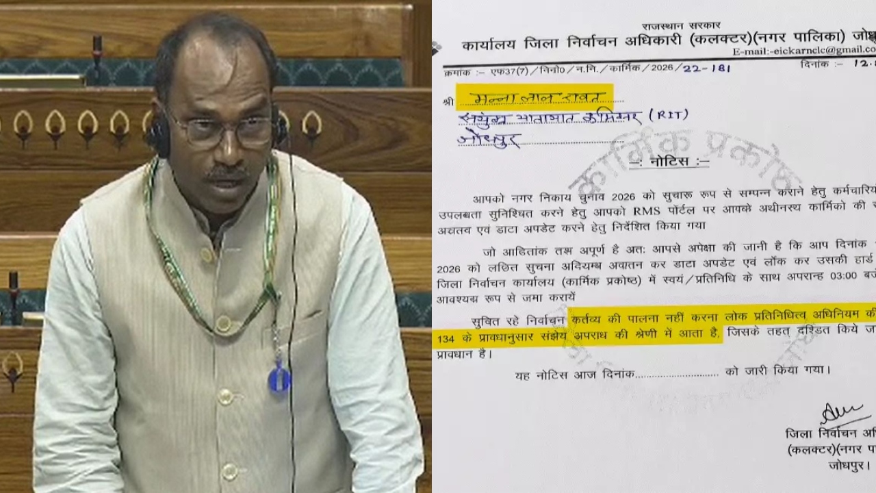 जोधपुर जिला निर्वाचन अधिकारी ने बीजेपी सांसद को भेजा नोटिस, कार्रवाई की चेतावनी भी दी